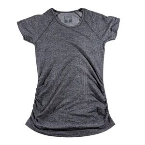 Athleta Momentum Ruched Seamless Gray Heather Short Sleeve Shirt XS 486706-01